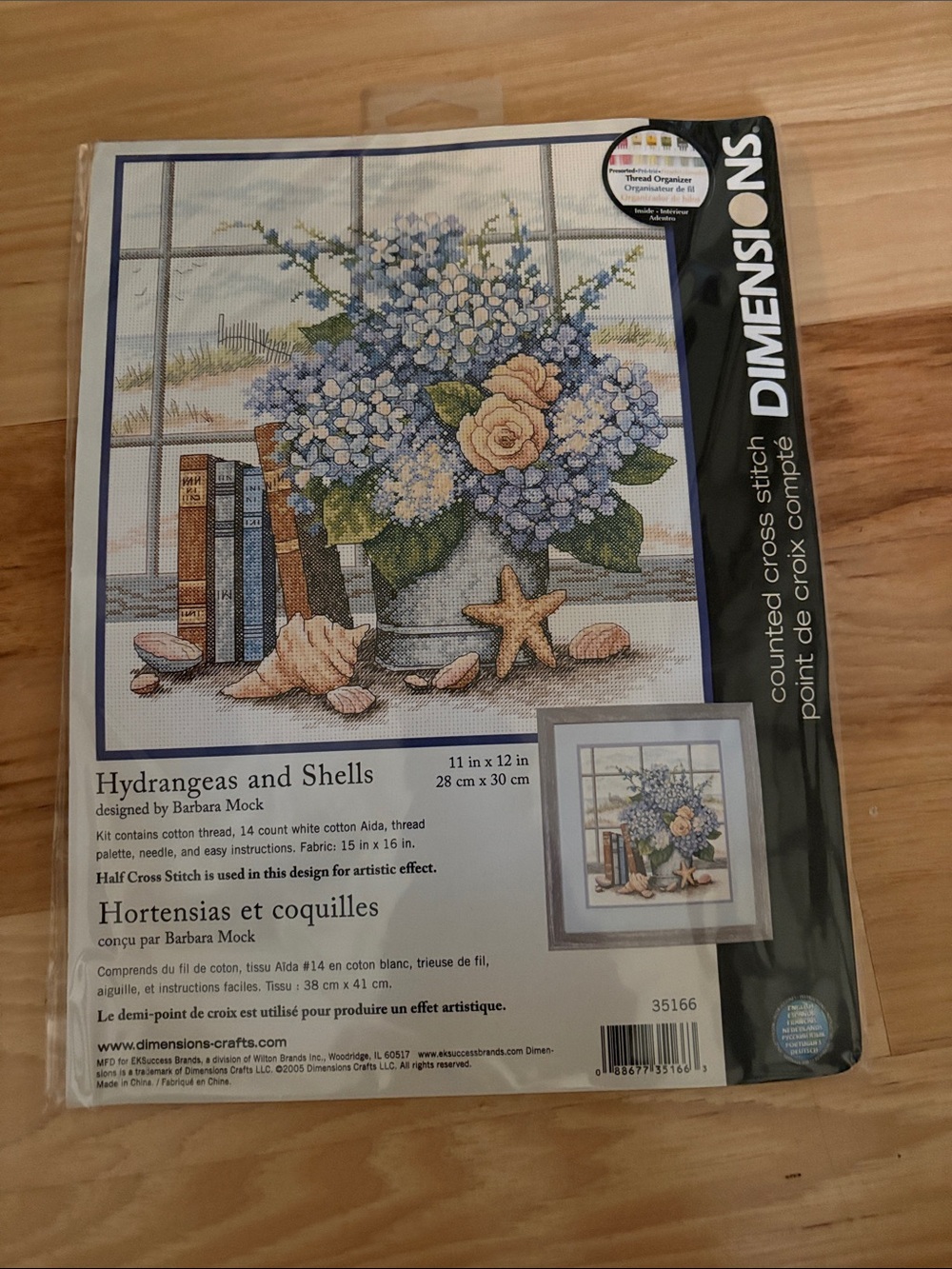 Dimensions Hydrangeas and Shells Cross Stitch Kit - Blue